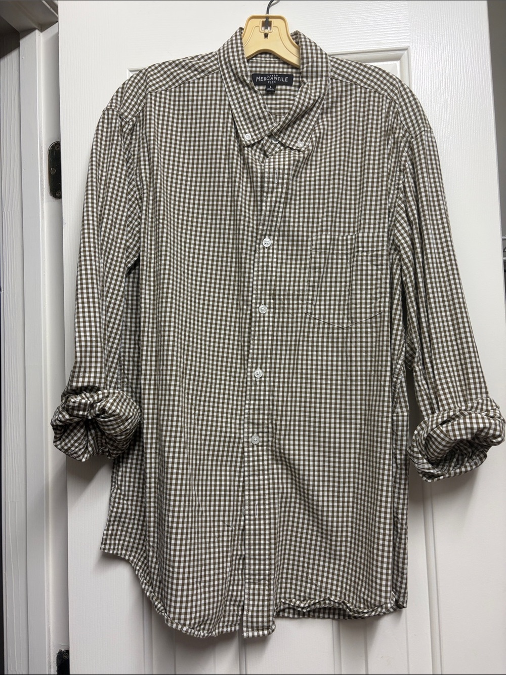 J Crew Men's Olive Check Button-Up Shirt